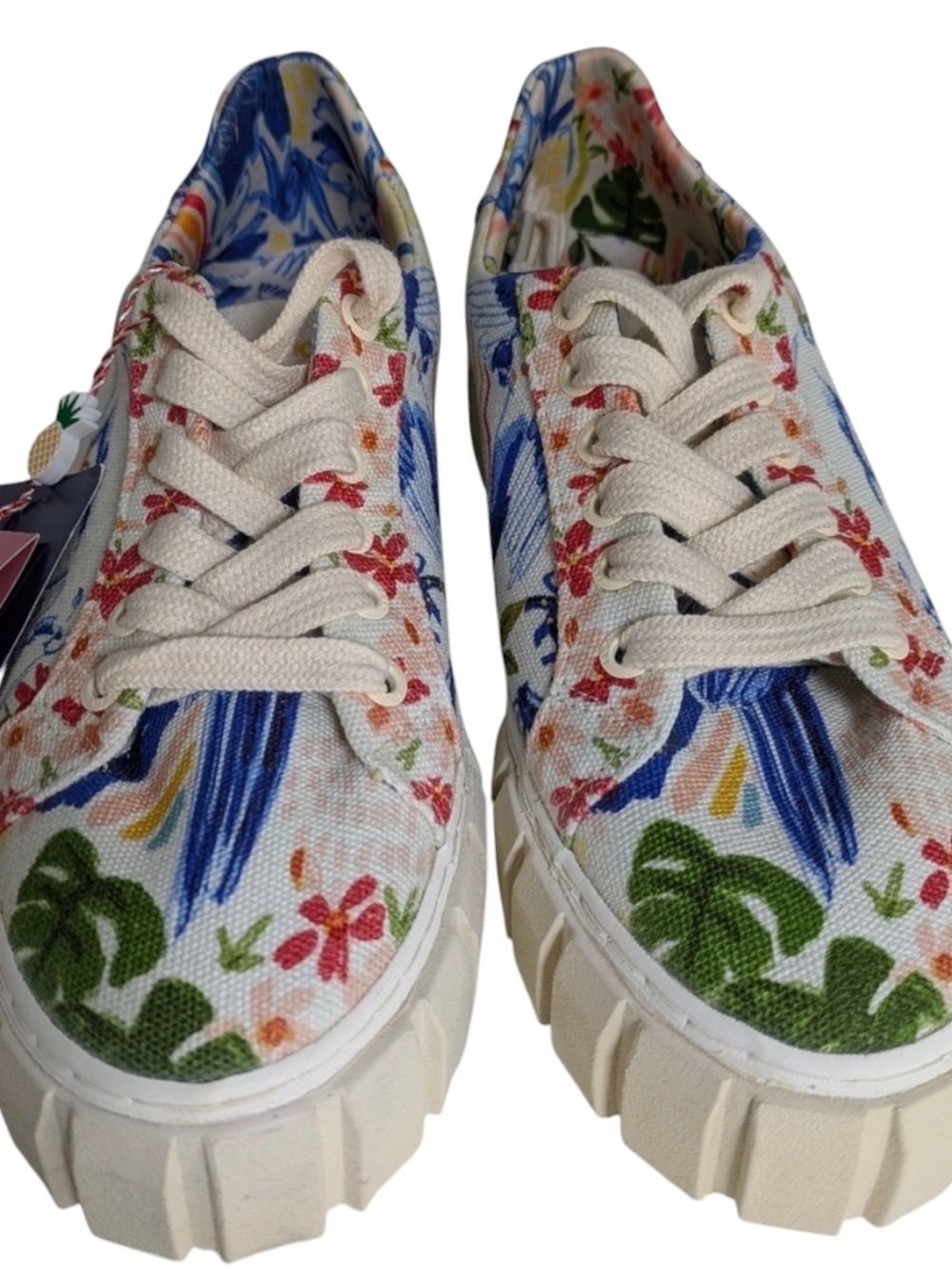 Farm Rio Copacabana Flatform Sneakers size US 7 Women Floral Cotton Platform NWT